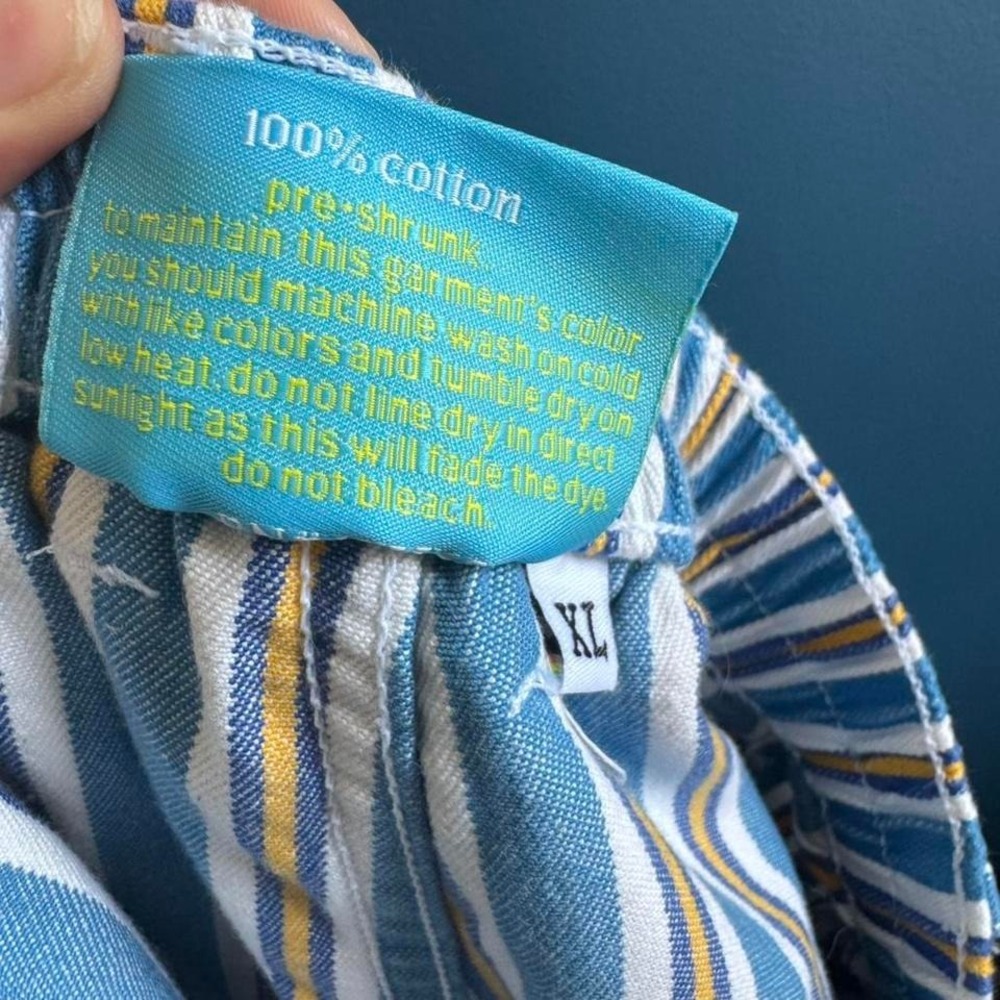 BIg Bud Press Stripe Work Pants Women's Size XL Blue Yellow Retro High Rise - Picture 7 of 8